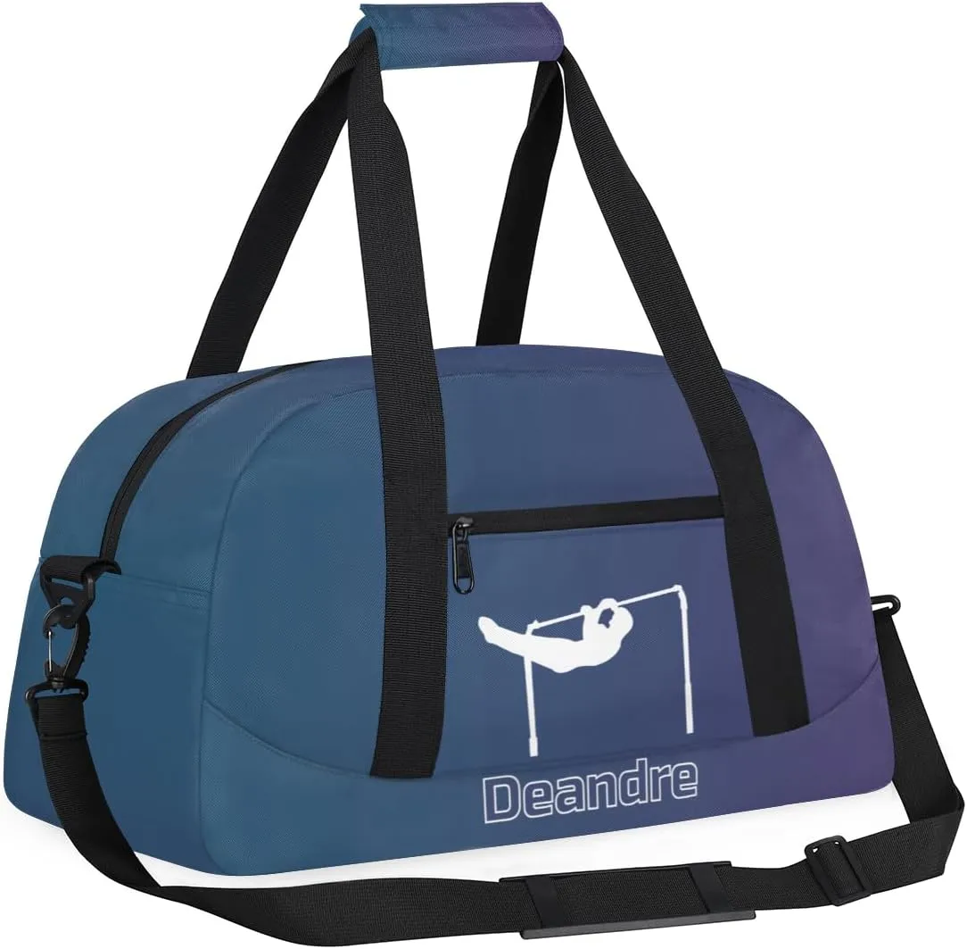 Personalized Kids Gymnastic Bag Dark Blue Purple Gymnastic Custom Name Sport Gymnast Duffel Bag for Girls Teens Large Dance Bags Travel Duffel Bag