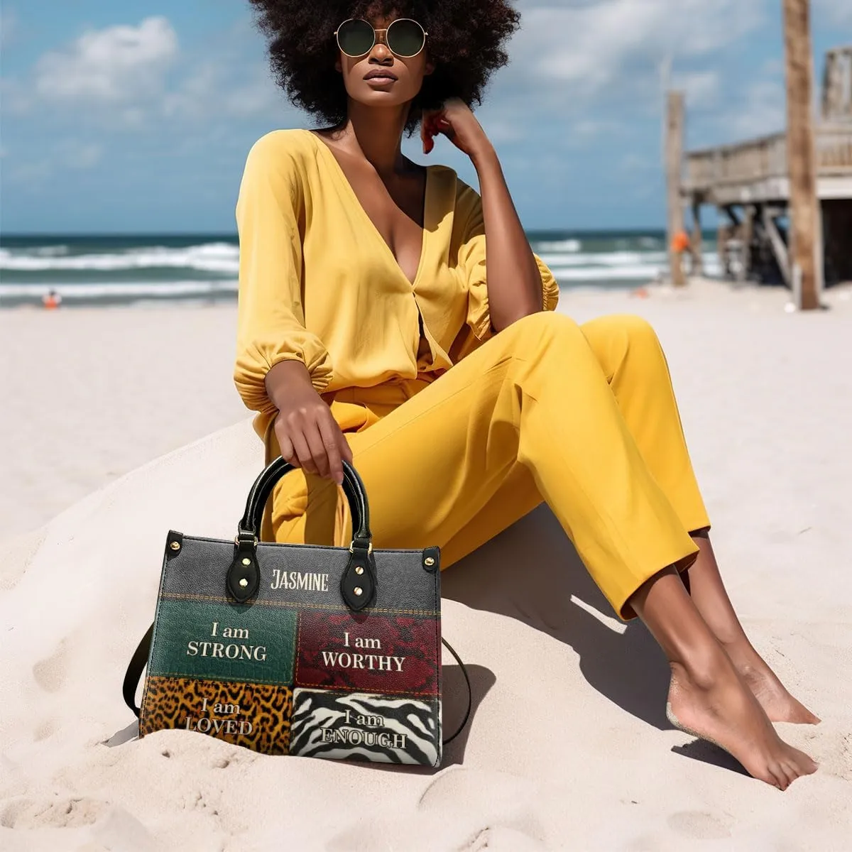 Personalized Leather Handbag For African American - Christmas Gifts For Women For Black Women