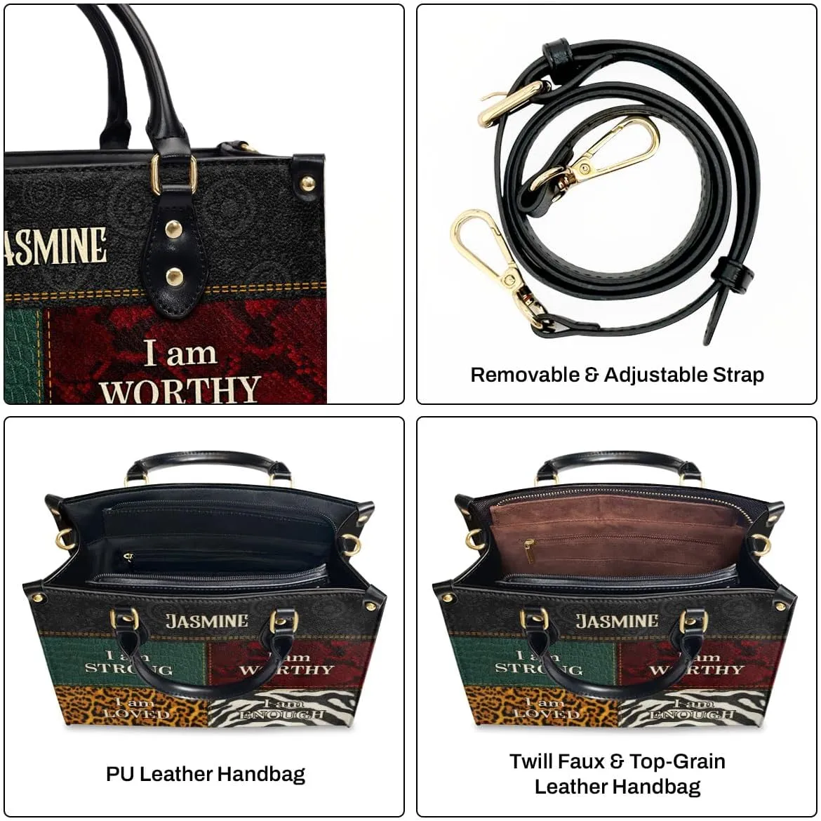 Personalized Leather Handbag For African American - Christmas Gifts For Women For Black Women
