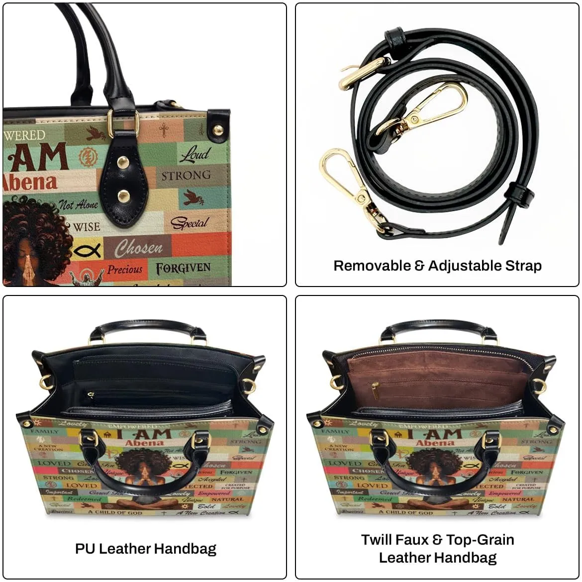 Personalized Leather Handbag For Black African