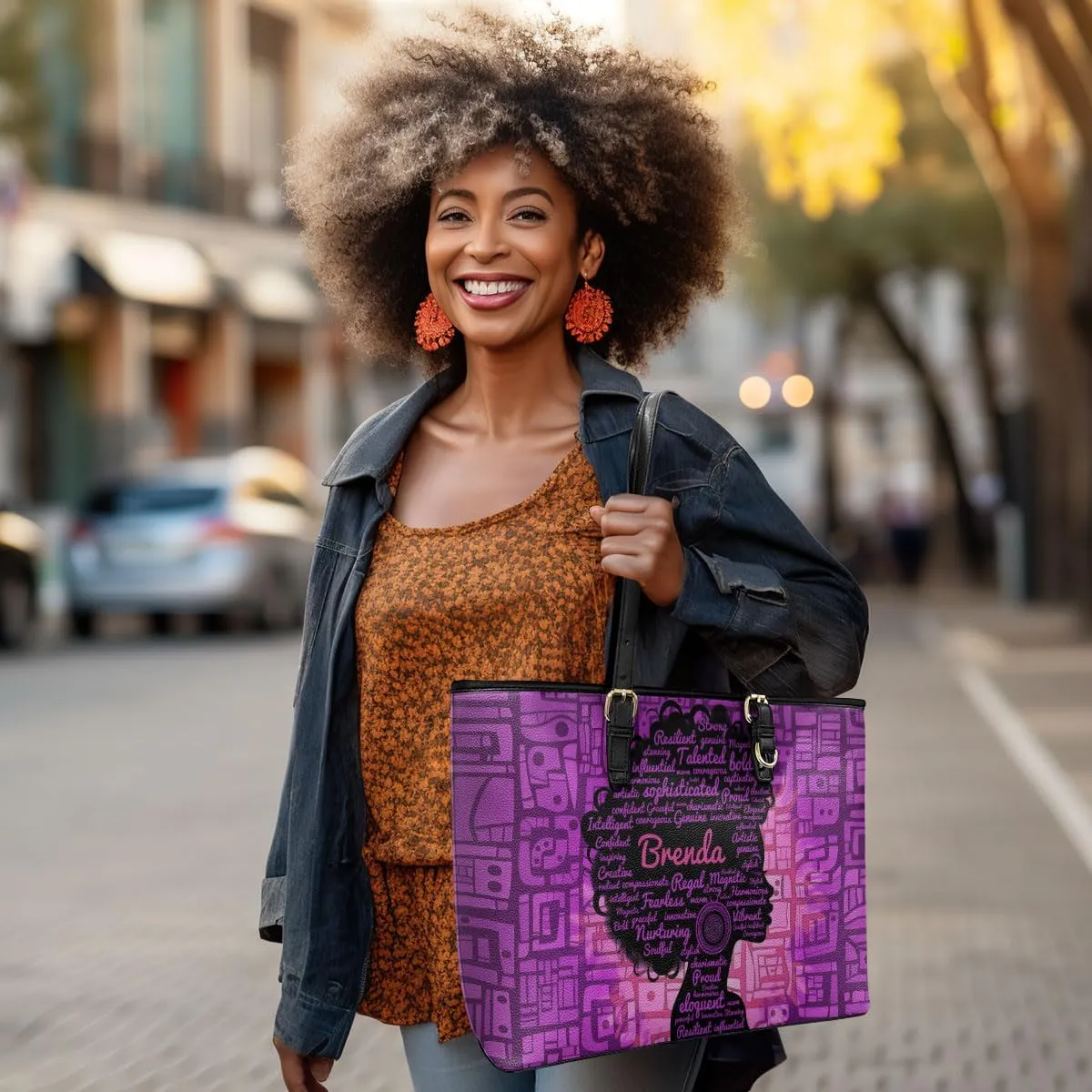 Personalized Leather Tote Bag For Black African Women