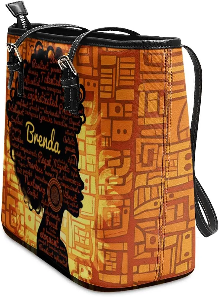 Personalized Leather Tote Bag For Black African Women