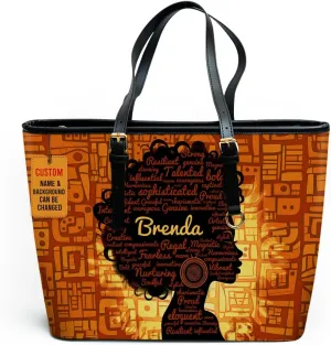 Personalized Leather Tote Bag For Black African Women