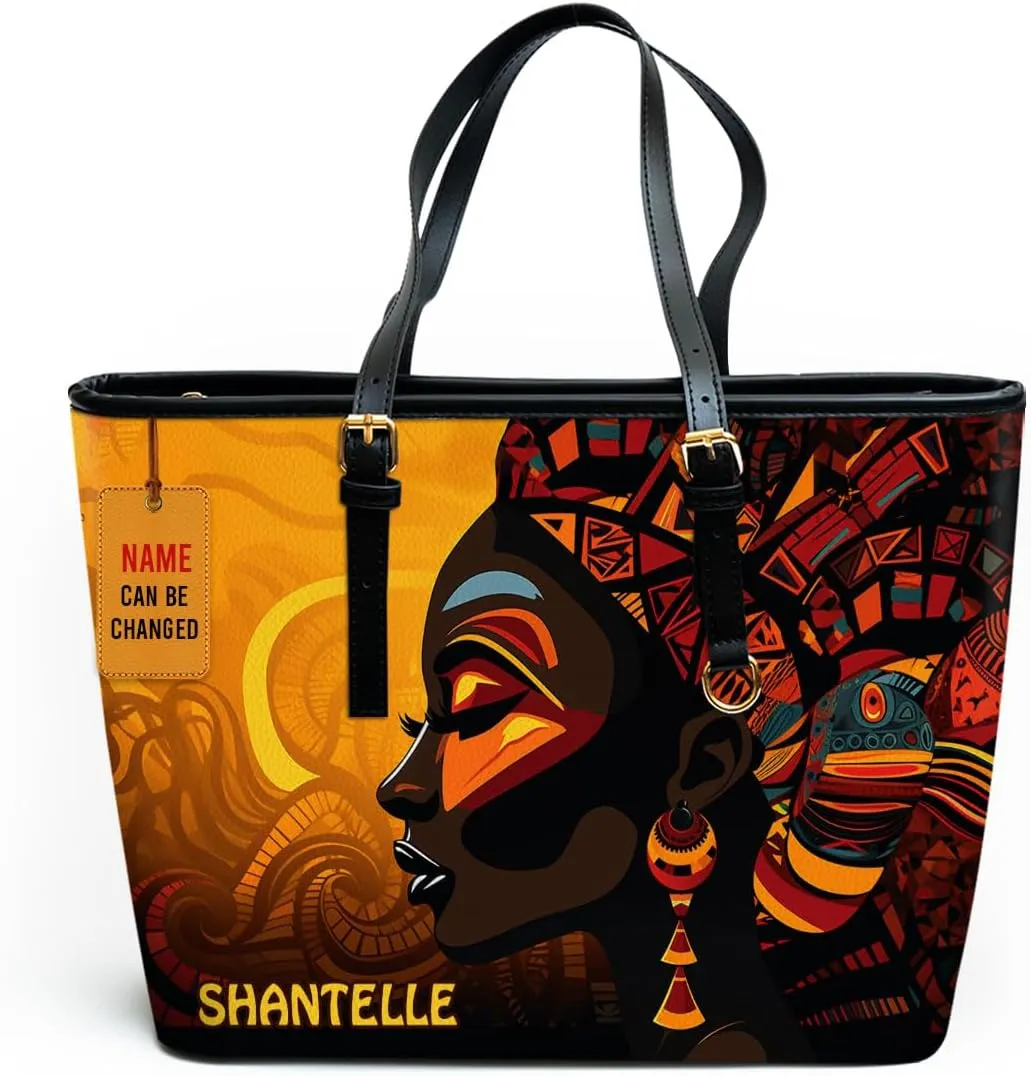 Personalized Leather Totebag for Black Women - Christmas Gifts