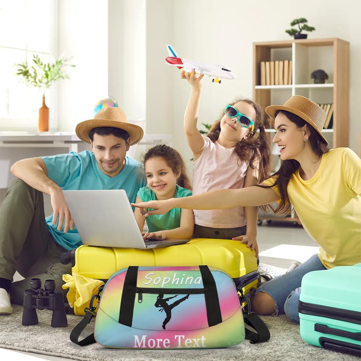 Personalized Martial Arts Bag with Name Custom Sport Duffle Bag for Kids Girls and Boys Overnight Bag Sleepover bag travel bag Weekender Bags Workout Bag for Gym Gymnastics Gift Rainbow Martial Arts
