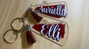 Personalized Megaphone Cheer Keychain (with Tassel)