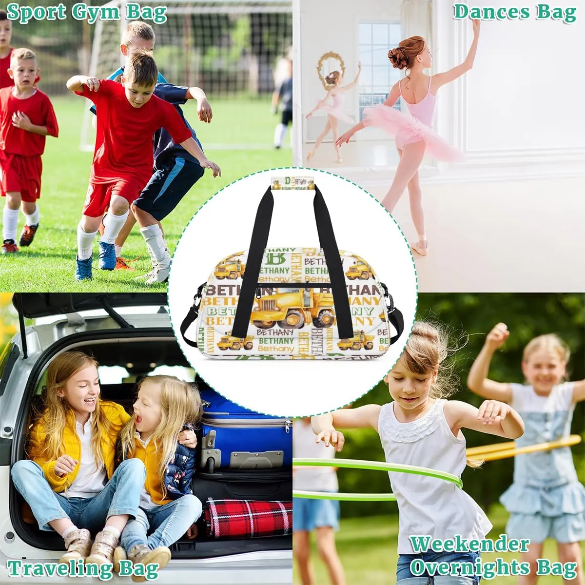 Personalized Mon-Ster Truck Sports Duffel Bag for Women Men, Custom Travel Gym Bags Birthday Gifts with Name, Mon-Ster Truck Overnight Weekender Bag