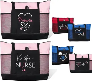 Personalized Multi-Design Nurse Tote Bags for Women - Custom Name Nurse Gifts - RN & CNA Medical Bags