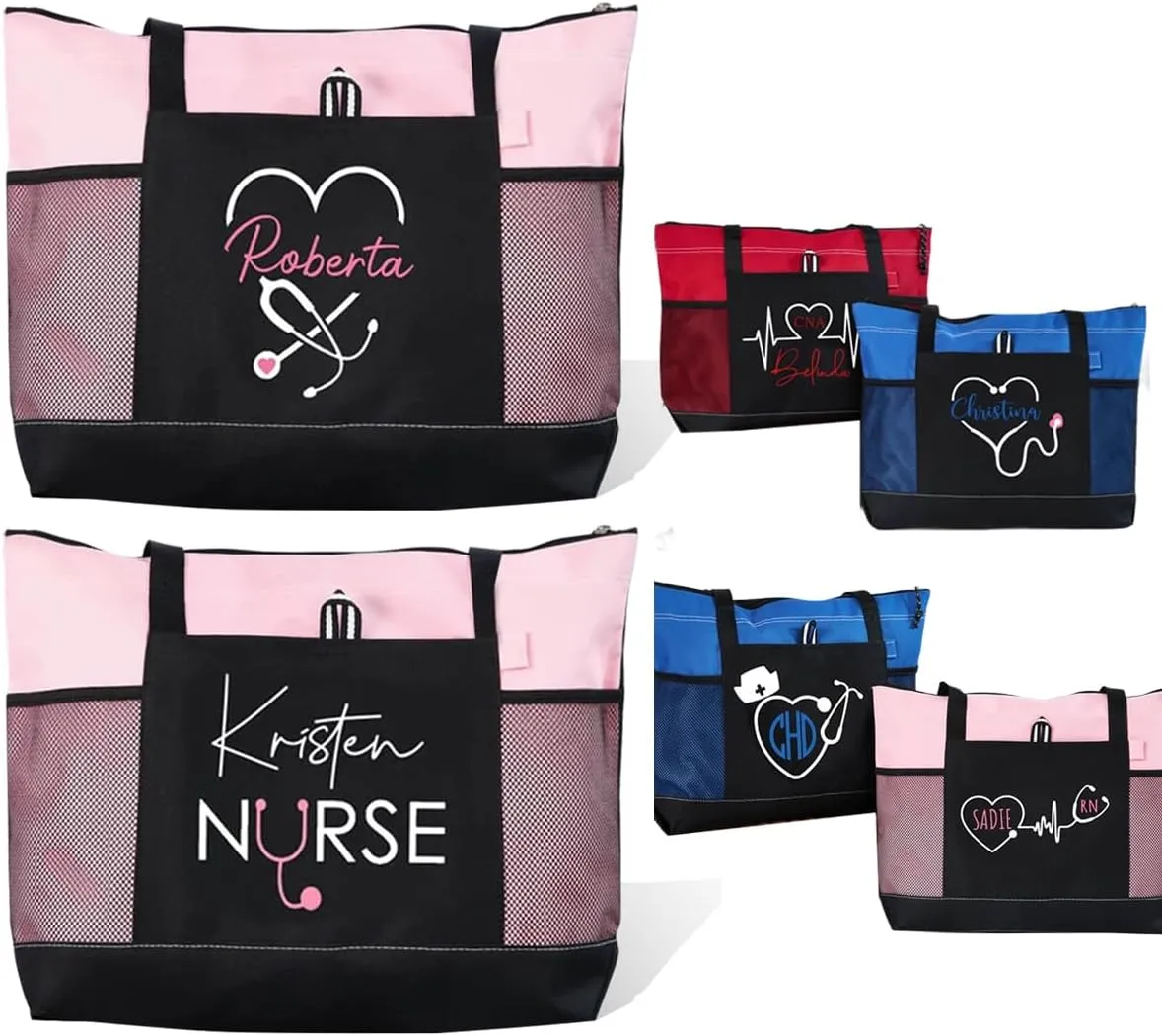 Personalized Multi-Design Nurse Tote Bags for Women - Custom Name Nurse Gifts - RN & CNA Medical Bags