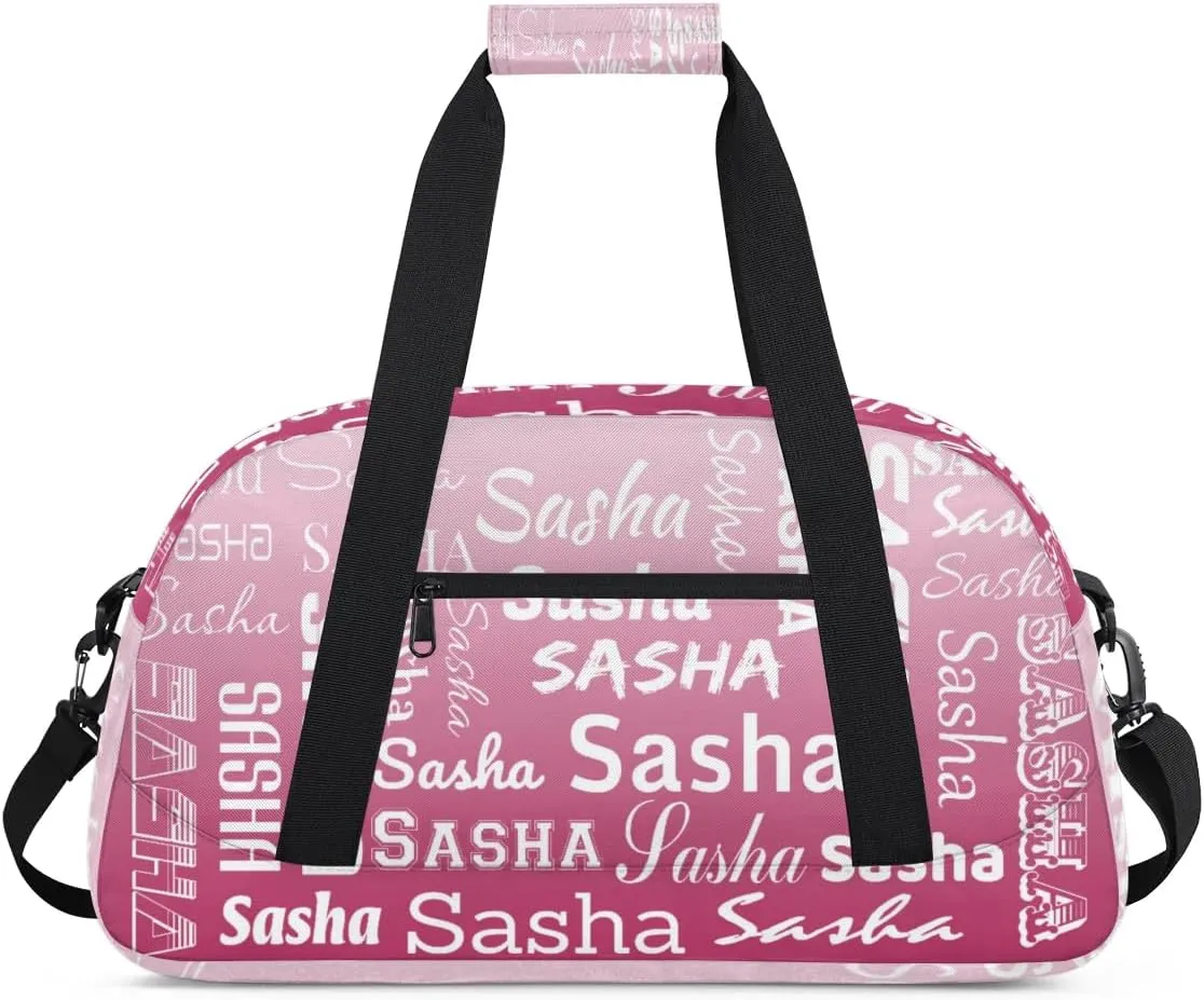 Personalized Name Dance Gymnastics Bags, Custom Duffel Bag Cheer Bags, Custom Sport Duffel Gym Bags Dark Pink Gradient Travel Weekender Bags