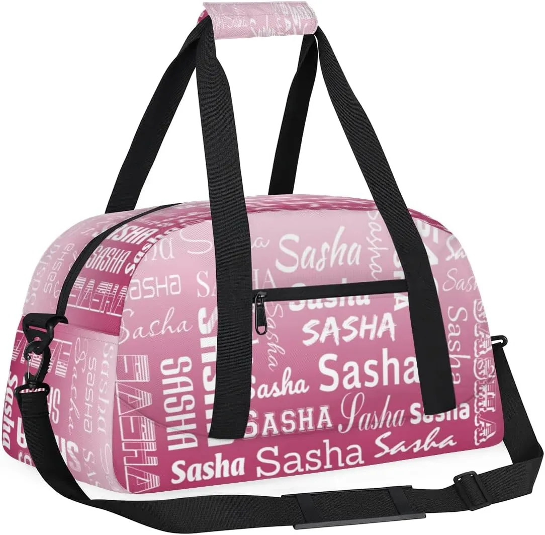 Personalized Name Dance Gymnastics Bags, Custom Duffel Bag Cheer Bags, Custom Sport Duffel Gym Bags Dark Pink Gradient Travel Weekender Bags