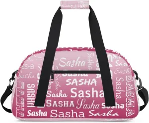 Personalized Name Dance Gymnastics Bags, Custom Duffel Bag Cheer Bags, Custom Sport Duffel Gym Bags Dark Pink Gradient Travel Weekender Bags