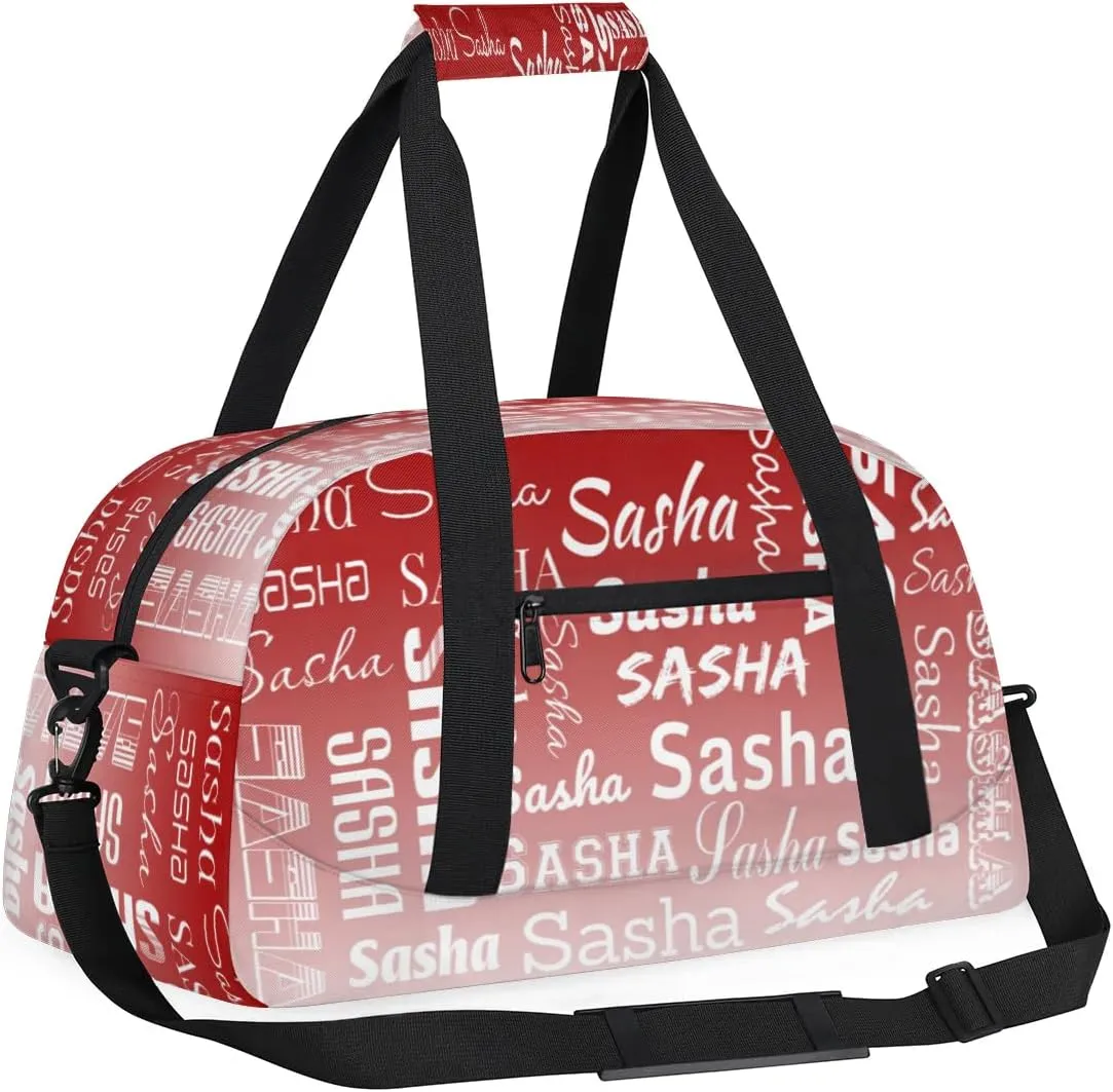 Personalized Name Dance Gymnastics Bags, Custom Duffel Bag Cheer Bags, Custom Sport Duffel Gym Bags Deep Red Gradient Travel Weekender Bags