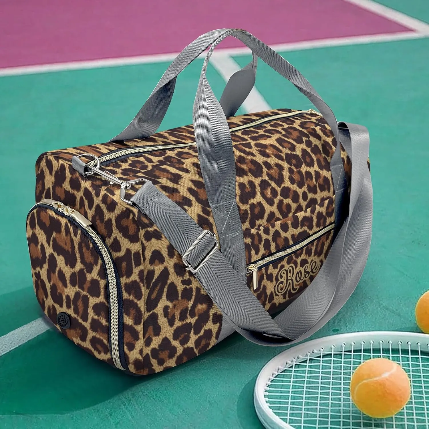 Personalized Name Duffel Bag Leopard Fur Print Ultimate Travel Bags: Your Companion for Every Adventure