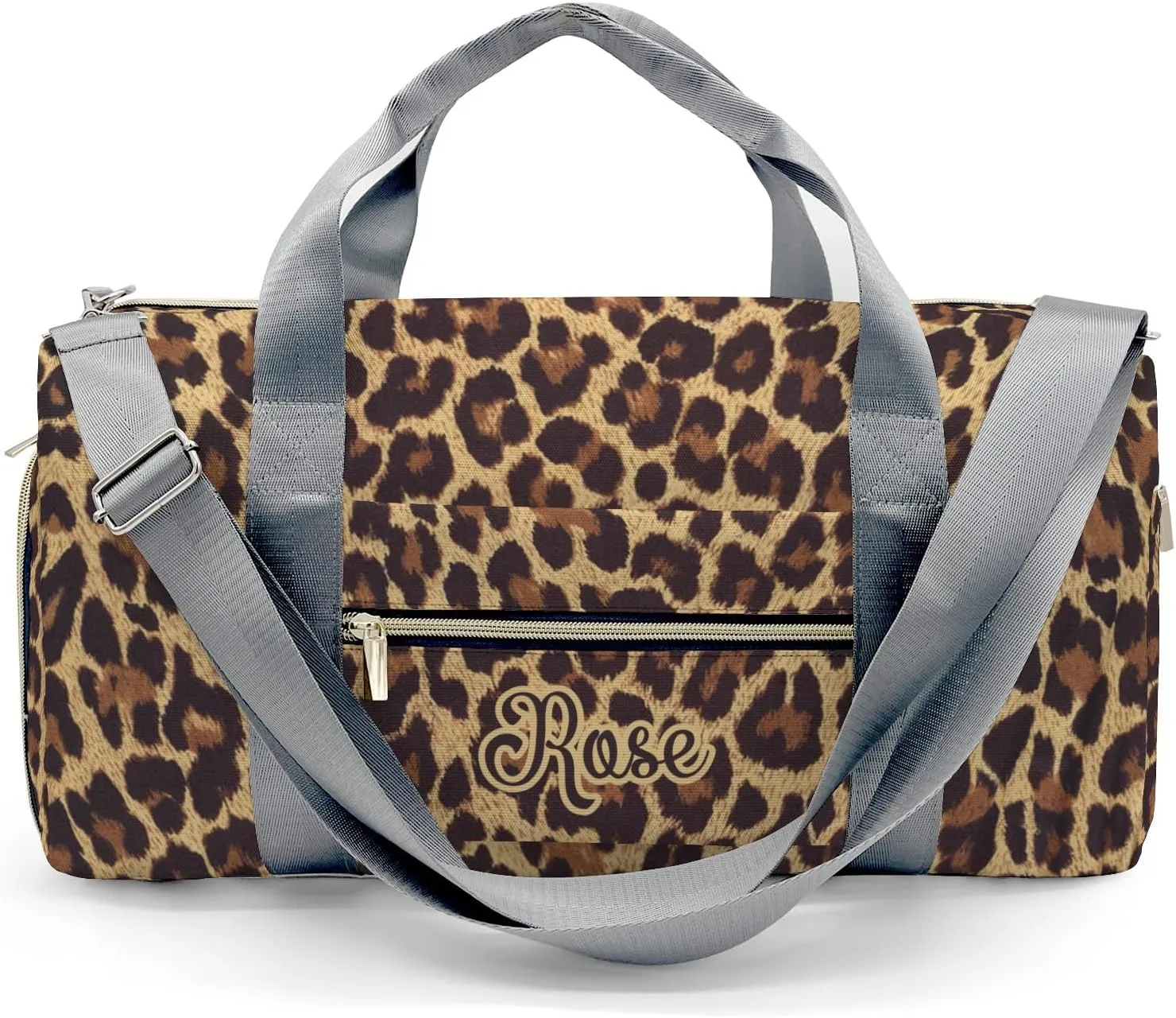 Personalized Name Duffel Bag Leopard Fur Print Ultimate Travel Bags: Your Companion for Every Adventure