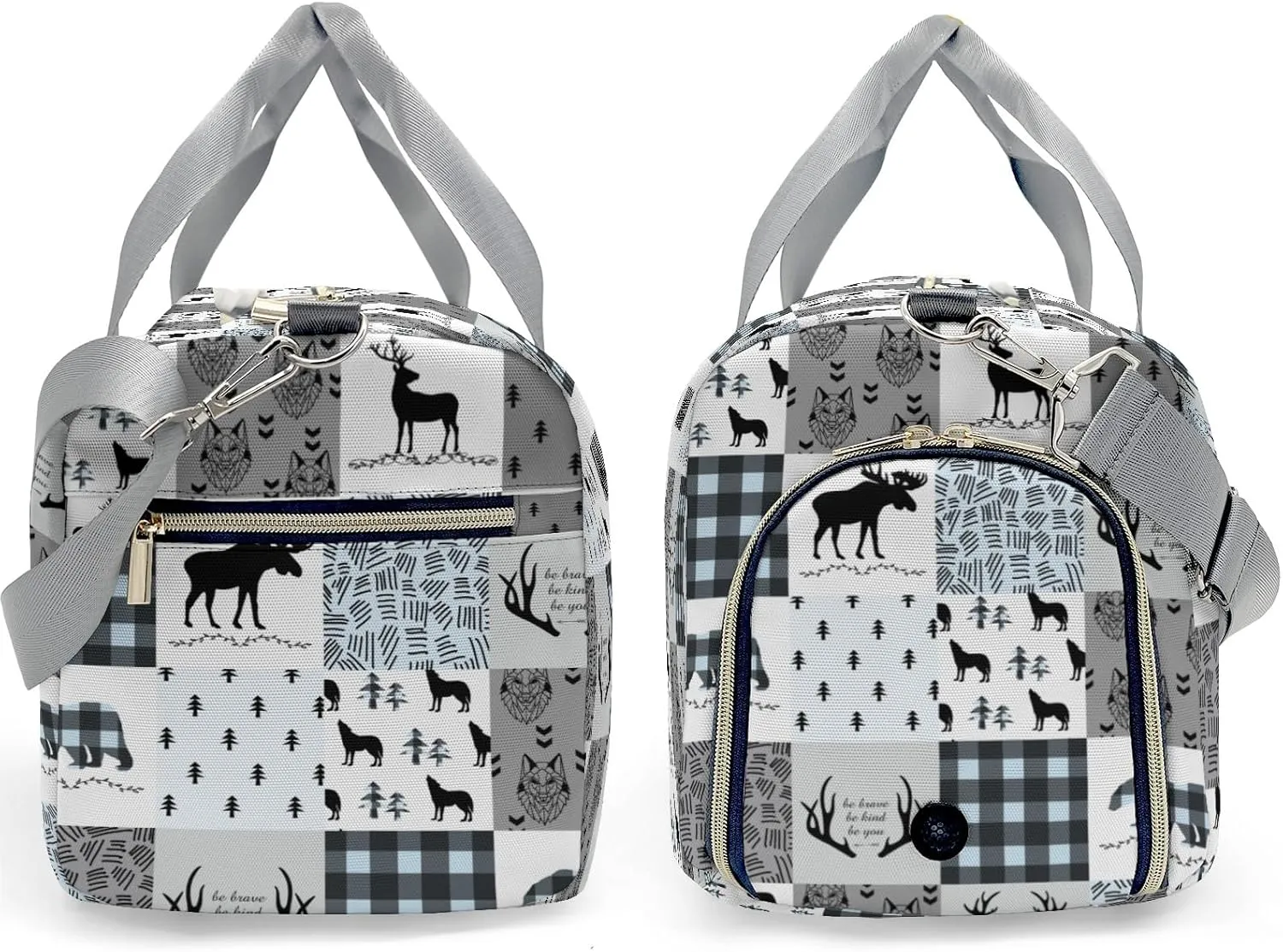 Personalized Name Duffel Bag Woodland Deer Bear Wolf Forest On-the-Go Fitness: Travel Bags Designed for Active Living