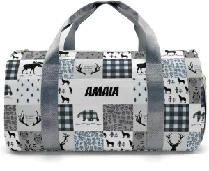 Personalized Name Duffel Bag Woodland Deer Bear Wolf Forest On-the-Go Fitness: Travel Bags Designed for Active Living