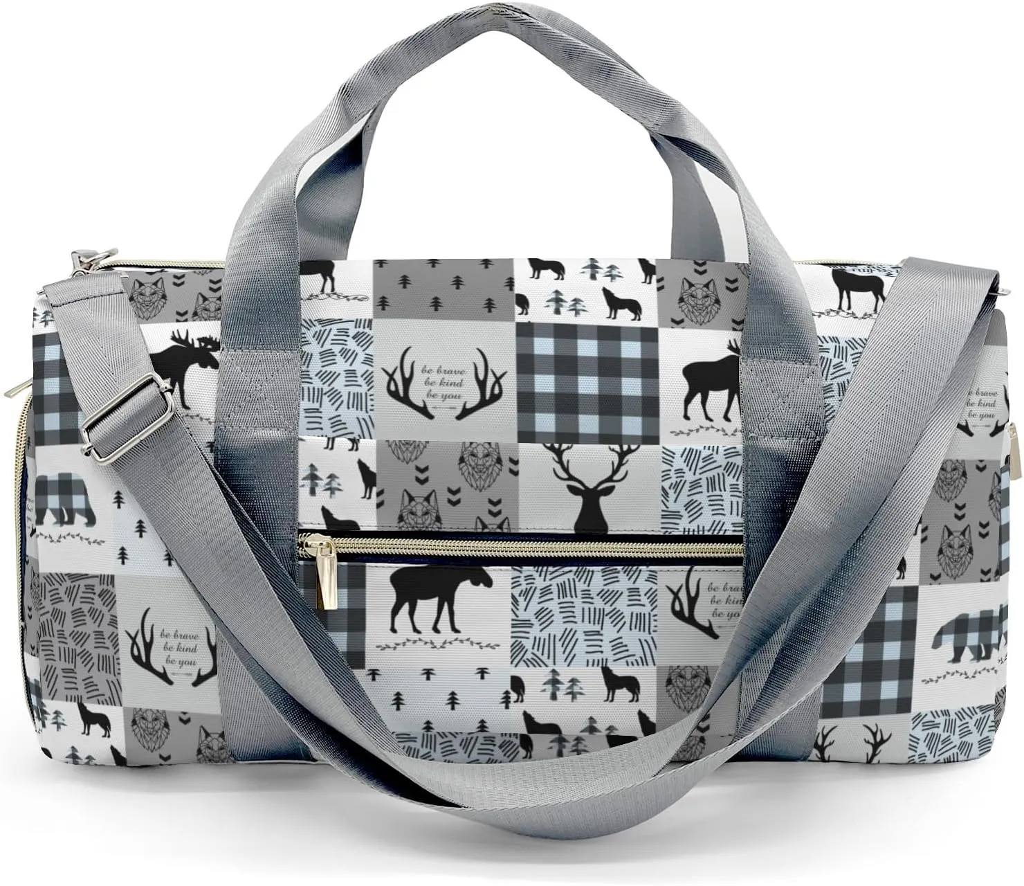 Personalized Name Duffel Bag Woodland Deer Bear Wolf Forest On-the-Go Fitness: Travel Bags Designed for Active Living