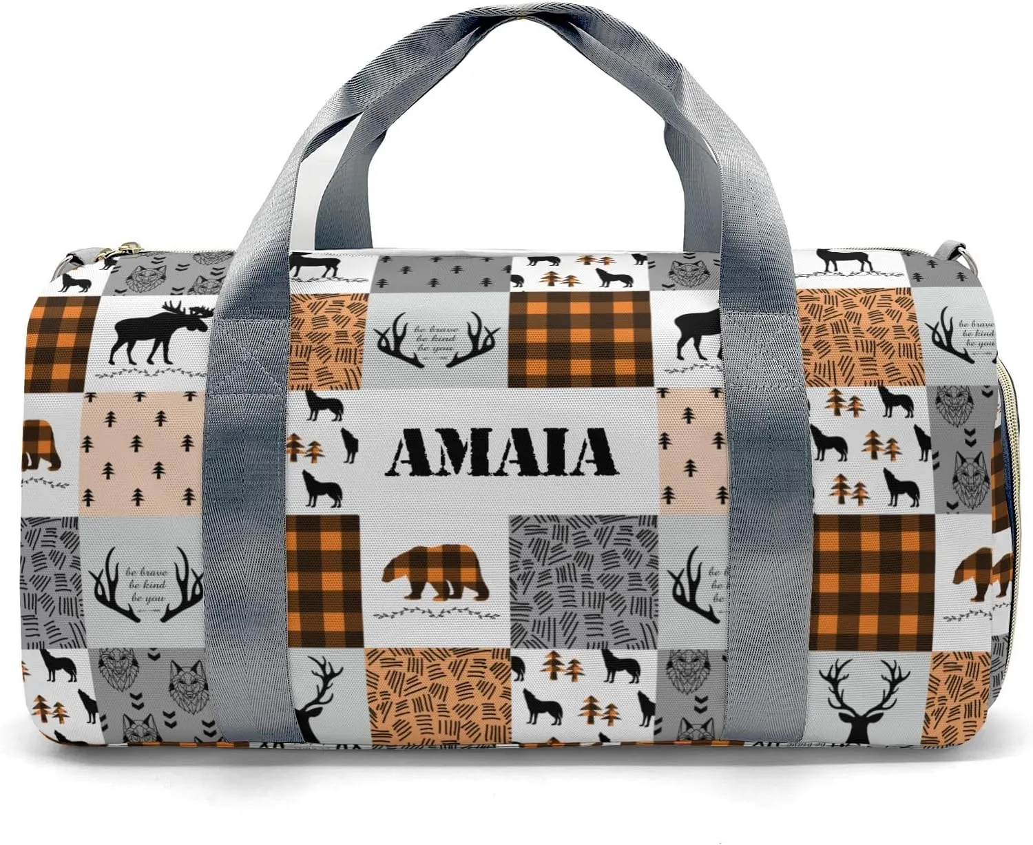 Personalized Name Duffel Bag Woodland Deer Bear Wolf Forest Ultimate Travel Bags: Your Companion for Every Adventure
