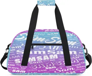 Personalized Name Gym Duffel Bag, Custom Sport Duffle Bags, Custom Overnight Weekender Bag Travel Bag for Dance Cheer Gymnastics Swimming, Blue Purple Gradient