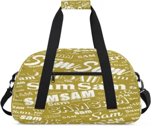 Personalized Name Gym Duffel Bag, Custom Sport Duffle Bags, Custom Overnight Weekender Bag Travel Bag for Dance Cheer Gymnastics Swimming, Brown