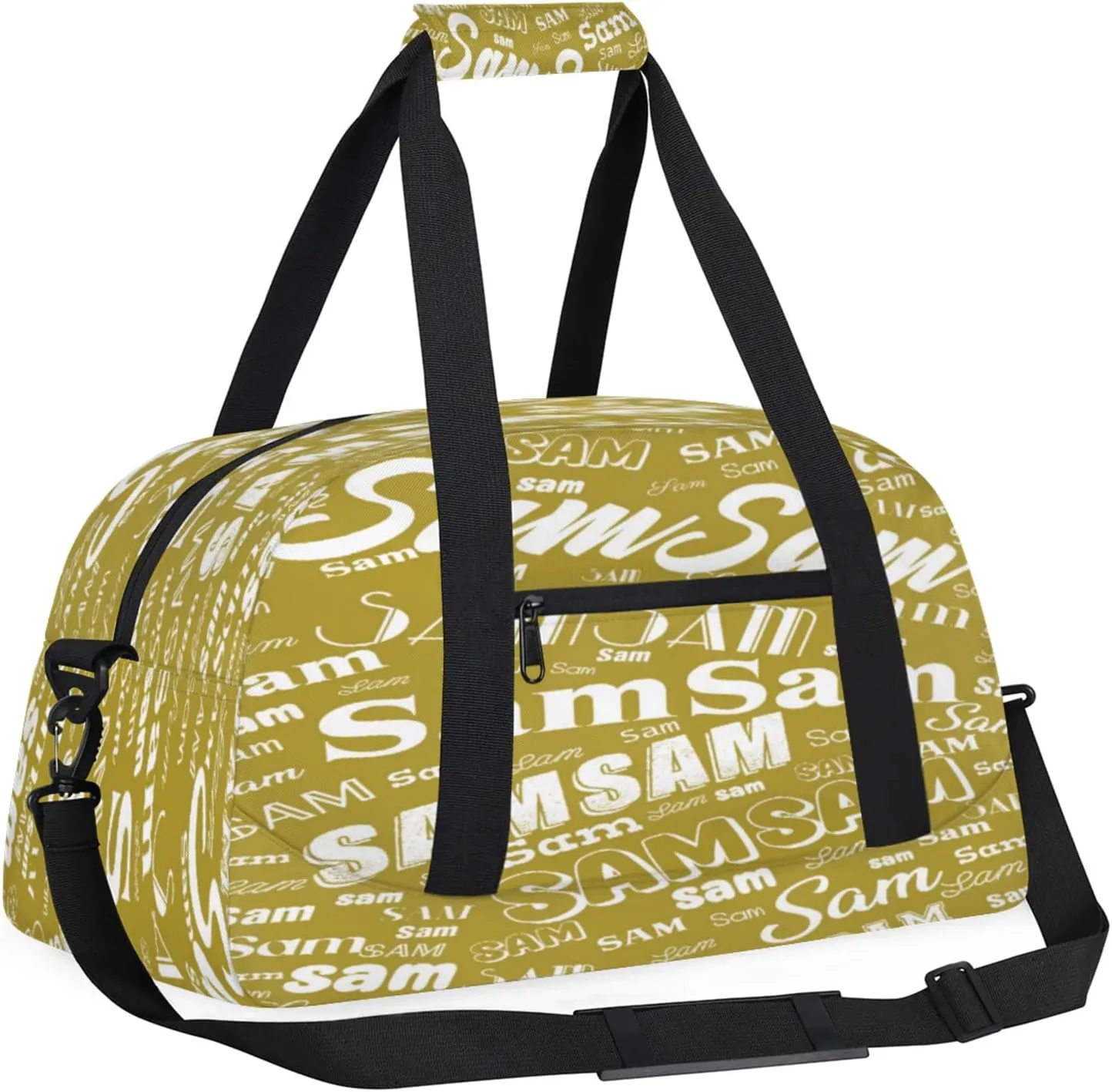 Personalized Name Gym Duffel Bag, Custom Sport Duffle Bags, Custom Overnight Weekender Bag Travel Bag for Dance Cheer Gymnastics Swimming, Brown