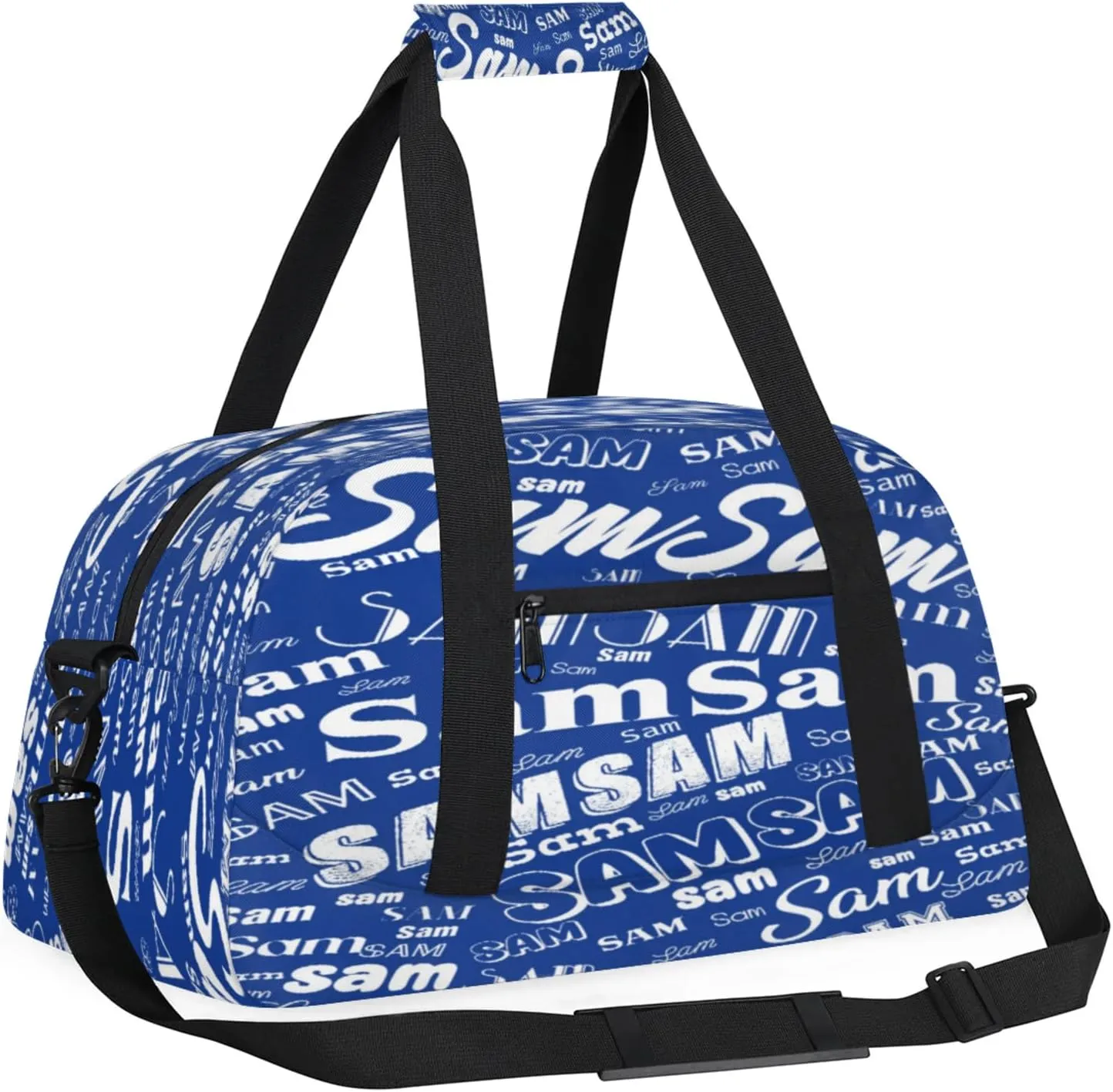 Personalized Name Gym Duffel Bag, Custom Sport Duffle Bags, Custom Overnight Weekender Bag Travel Bag for Dance Cheer Gymnastics Swimming, Cobalt Blue