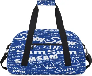 Personalized Name Gym Duffel Bag, Custom Sport Duffle Bags, Custom Overnight Weekender Bag Travel Bag for Dance Cheer Gymnastics Swimming, Cobalt Blue