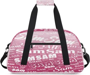 Personalized Name Gym Duffel Bag, Custom Sport Duffle Bags, Custom Overnight Weekender Bag Travel Bag for Dance Cheer Gymnastics Swimming, Dark Pink Gradient
