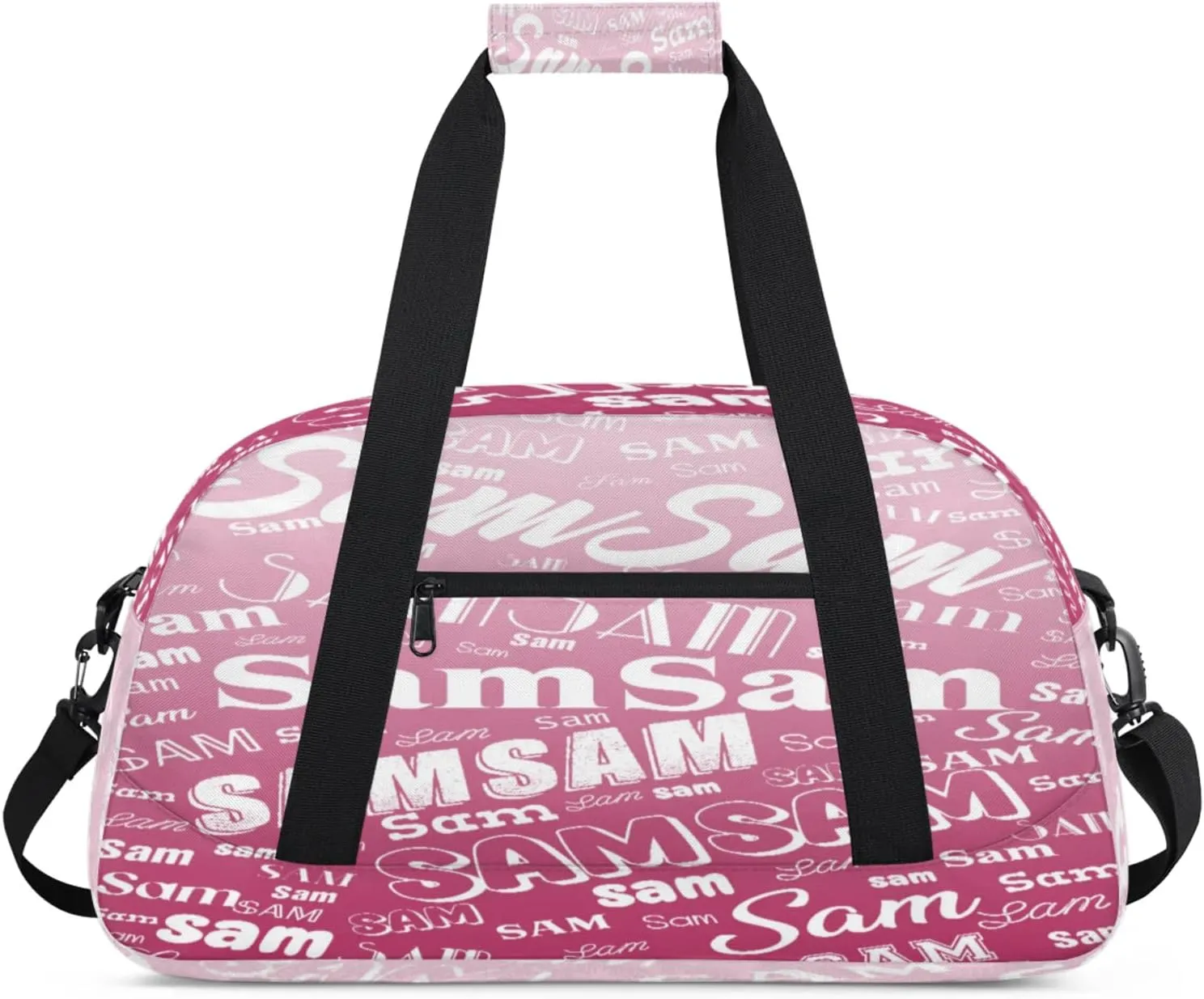 Personalized Name Gym Duffel Bag, Custom Sport Duffle Bags, Custom Overnight Weekender Bag Travel Bag for Dance Cheer Gymnastics Swimming, Dark Pink Gradient