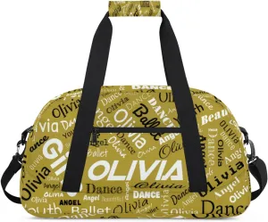 Personalized Name Gym Duffel Overnight Bag, Custom Ballet Dance Bag Weekender Duffel Bags for Travel, Brown