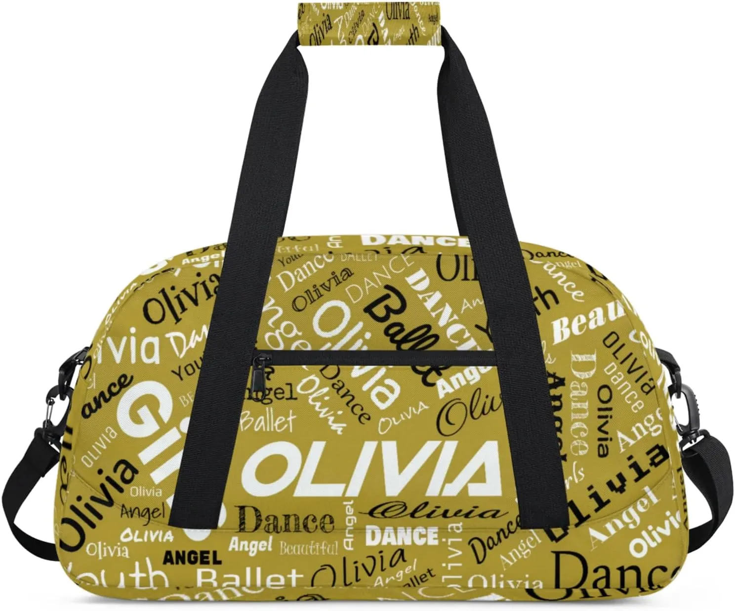Personalized Name Gym Duffel Overnight Bag, Custom Ballet Dance Bag Weekender Duffel Bags for Travel, Brown