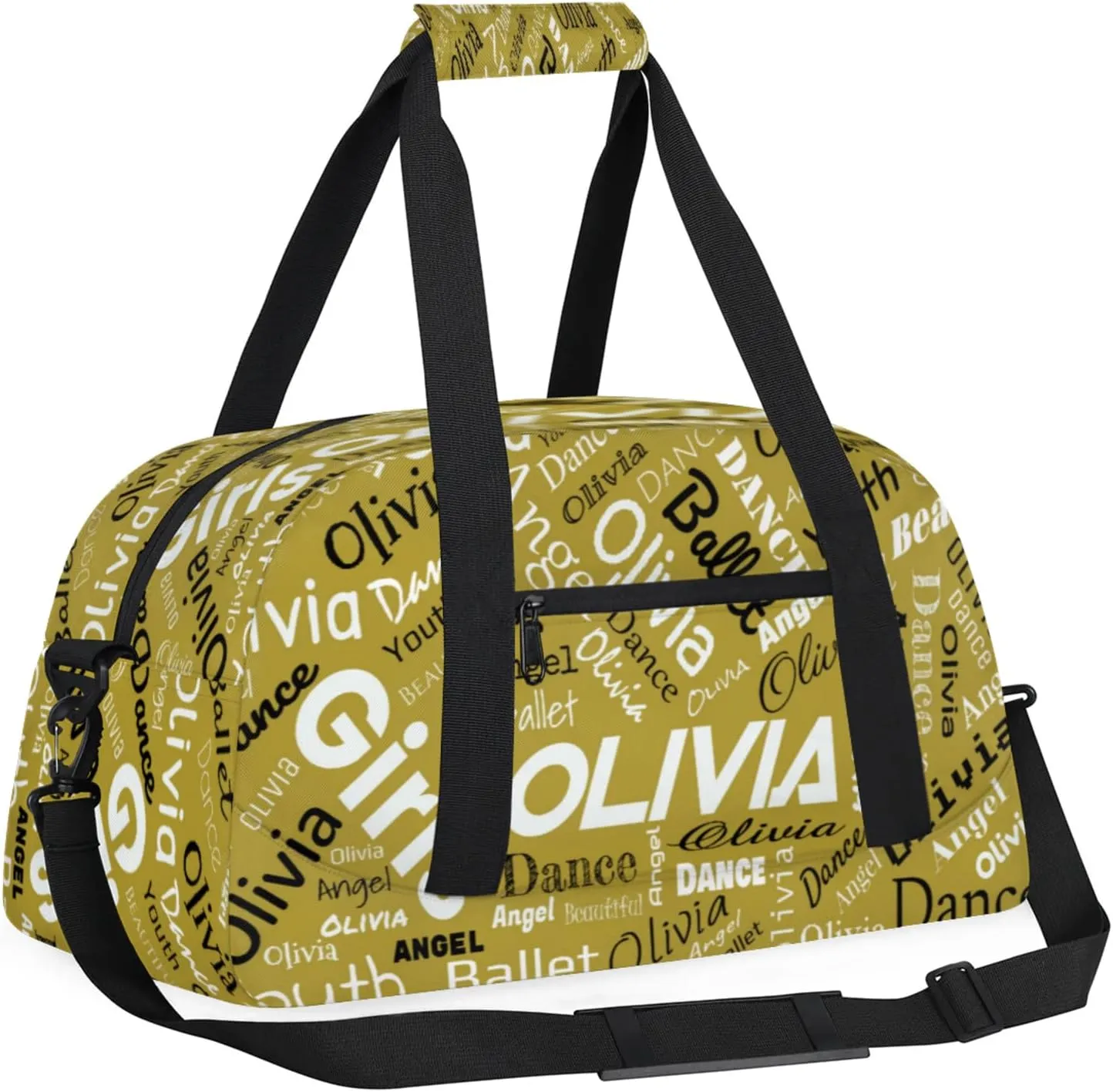 Personalized Name Gym Duffel Overnight Bag, Custom Ballet Dance Bag Weekender Duffel Bags for Travel, Brown