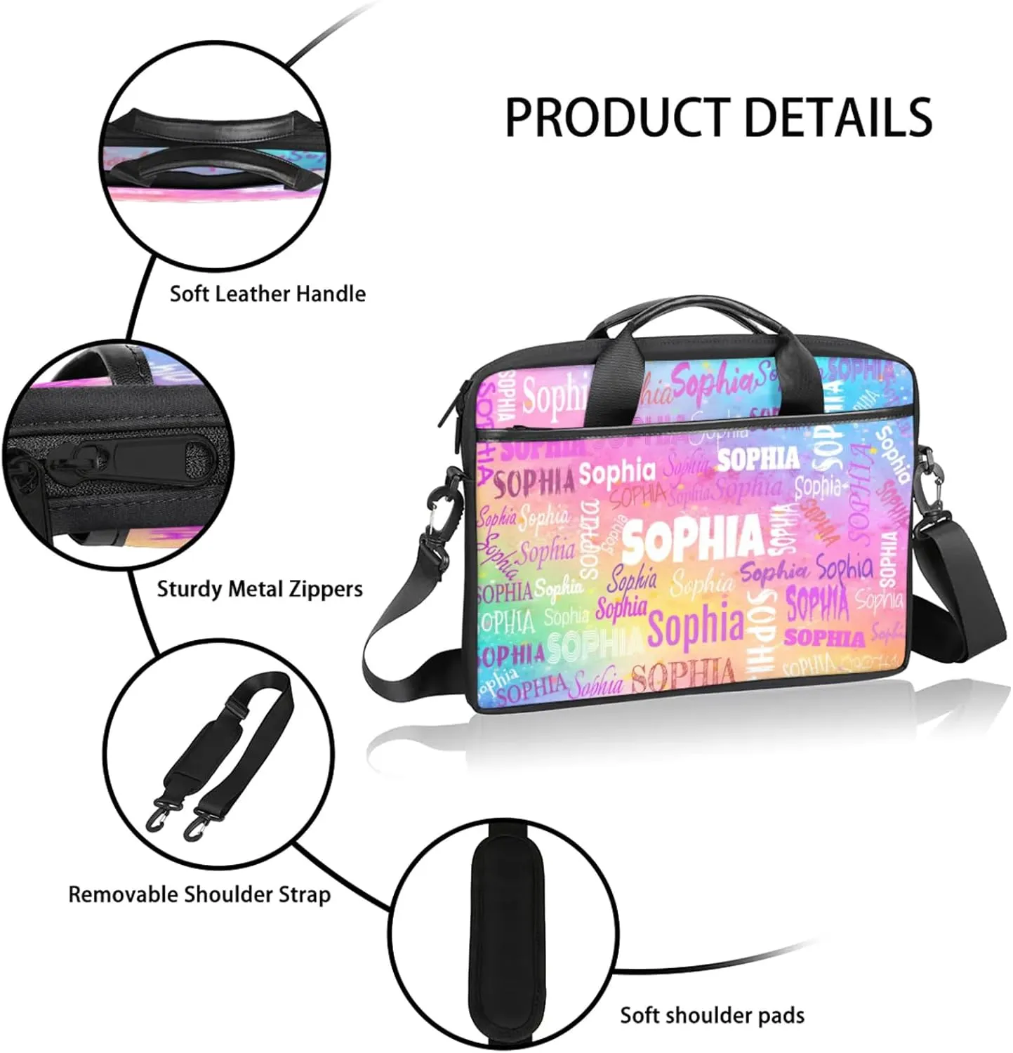 Personalized Name Laptop Bags, Custom Text Laptop Case Shoulder Bag, Computer Bags