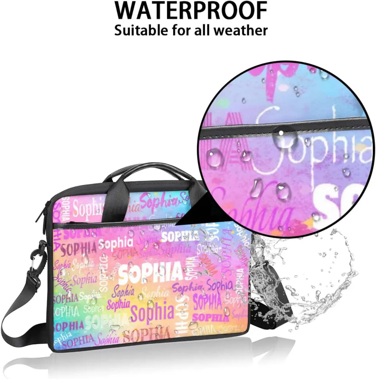 Personalized Name Laptop Bags, Custom Text Laptop Case Shoulder Bag, Computer Bags