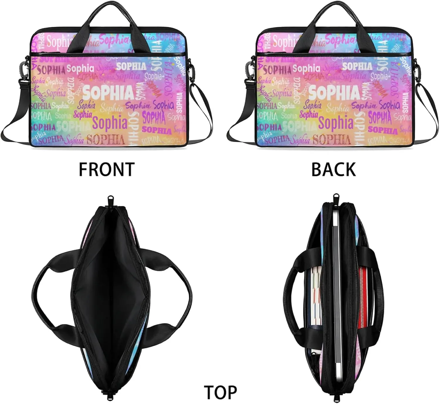 Personalized Name Laptop Bags, Custom Text Laptop Case Shoulder Bag, Computer Bags