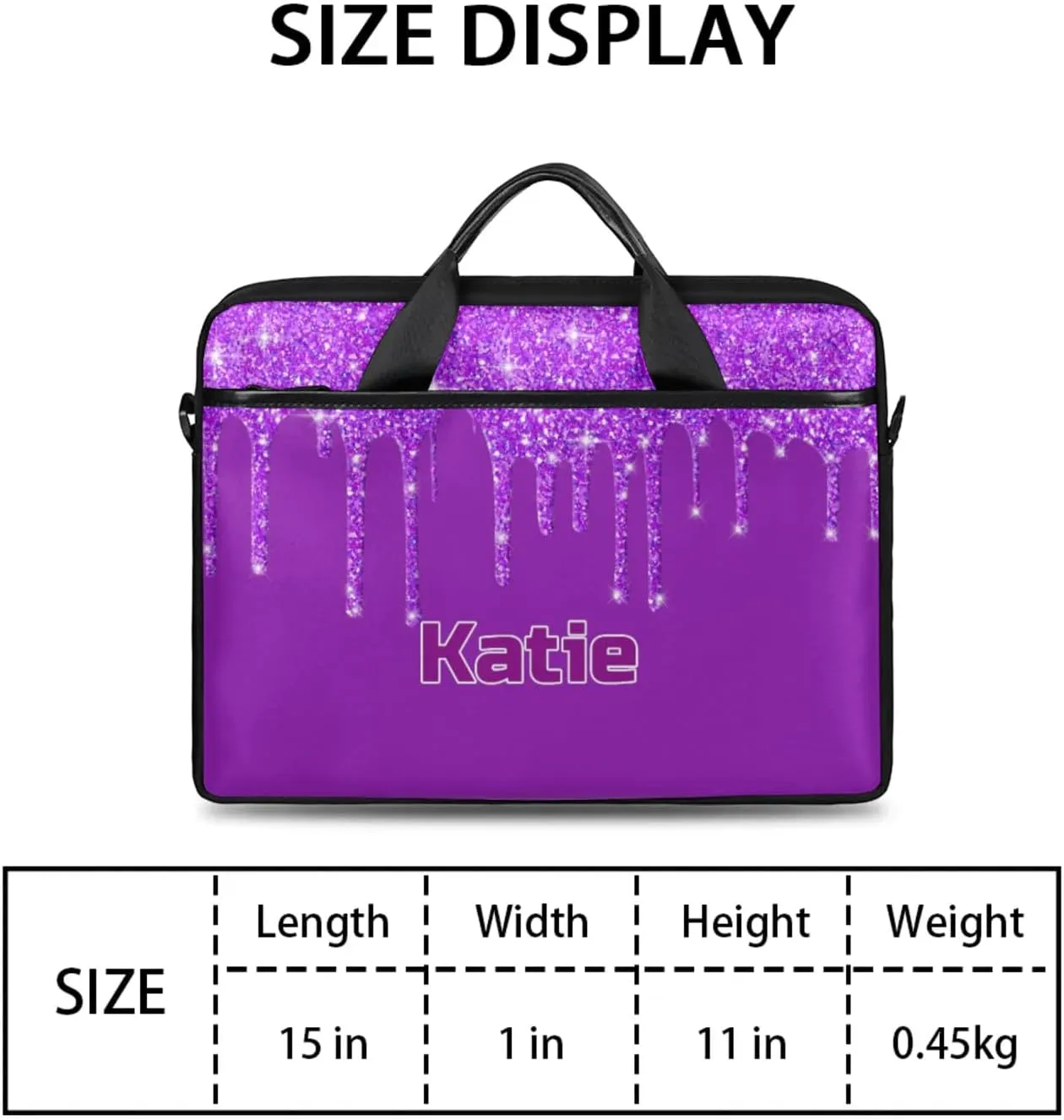 Personalized Name Laptop Bags Custom Water Fluid Glitters Shoulder Computer Bag