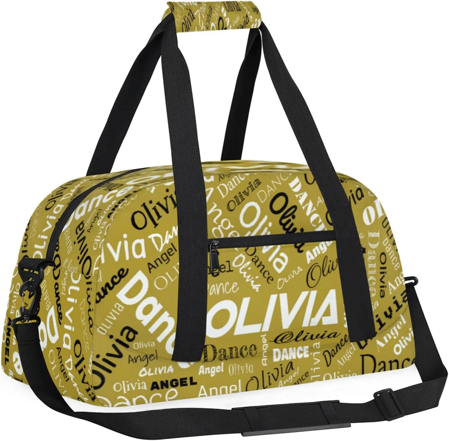 Personalized Name Sports Gym Duffel Bag, Custom Dance Bag Overnight Weekender Duffel Bags for Travel, Brown