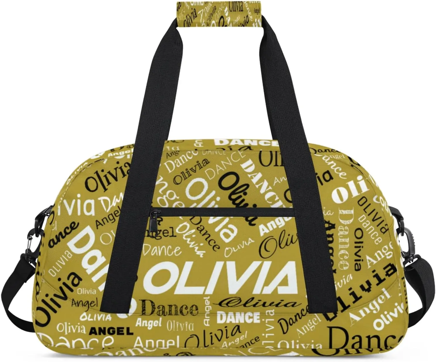 Personalized Name Sports Gym Duffel Bag, Custom Dance Bag Overnight Weekender Duffel Bags for Travel, Brown
