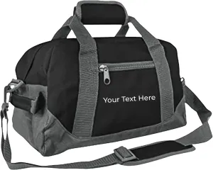 Personalized Passion Small Duffle Bag for Boys and Girls - Perfect Sized 14” Two Toned Travel Duffle - Personalized Name Sports Gym Bag for Storage - Black/Gray