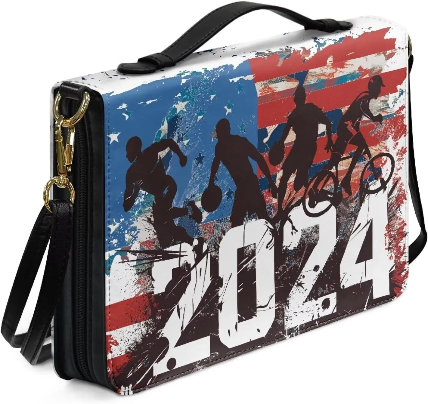 Personalized PU Bible Cover with Strap Church Book Cover,Carrying Book Case Crossbody Bag Bible Protective