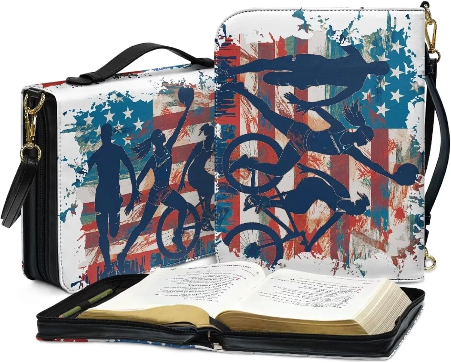 Personalized PU Bible Cover with Strap Church Book Cover,Carrying Book Case Crossbody Bag Bible Protective