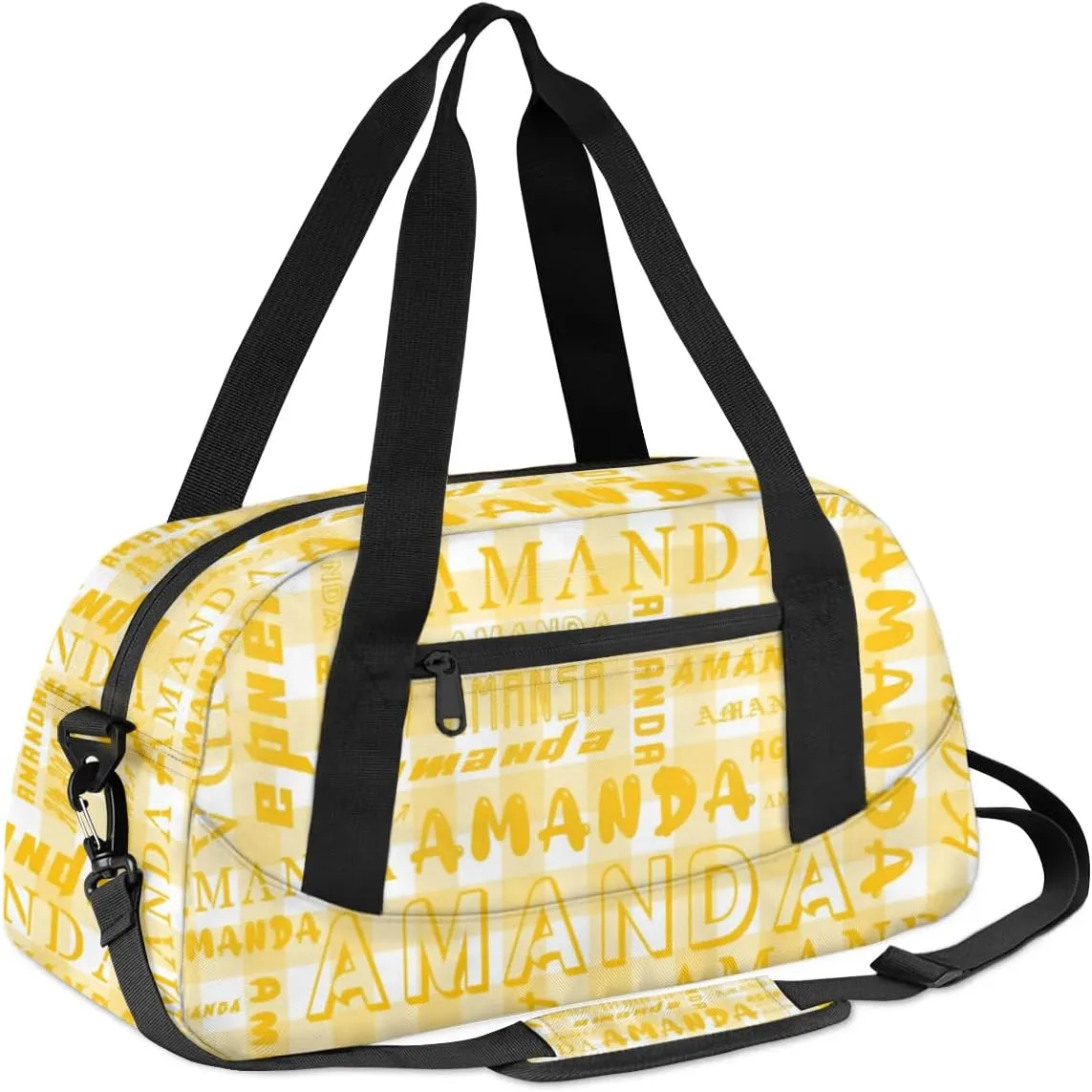 Personalized Sport Dance Bag Custom Boys Gym Bag Girls Ballet Dance Bag Customize Travel Duffle Bag with Name Overnight Weekender Bags (Amber Grid)