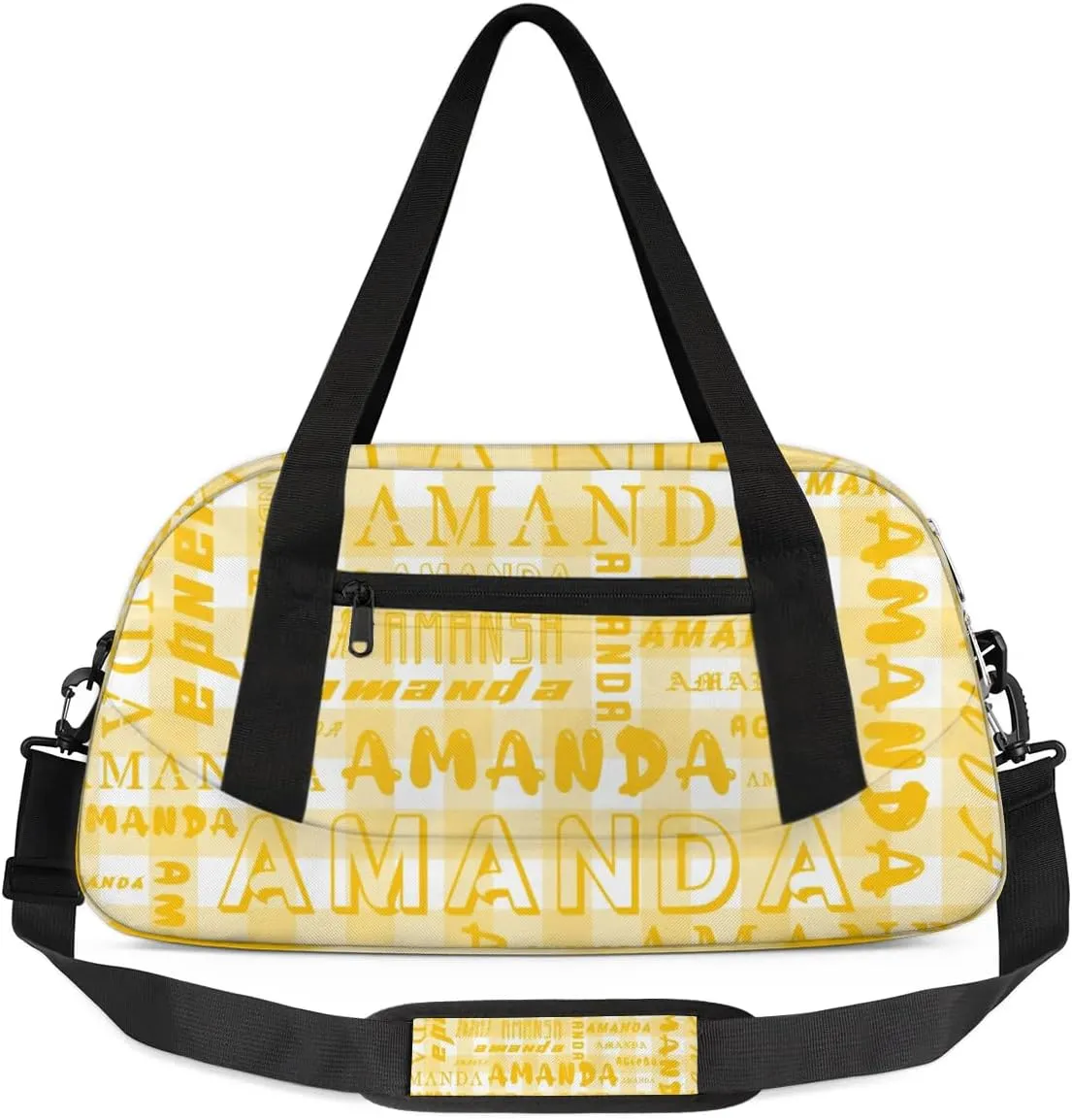 Personalized Sport Dance Bag Custom Boys Gym Bag Girls Ballet Dance Bag Customize Travel Duffle Bag with Name Overnight Weekender Bags (Amber Grid)