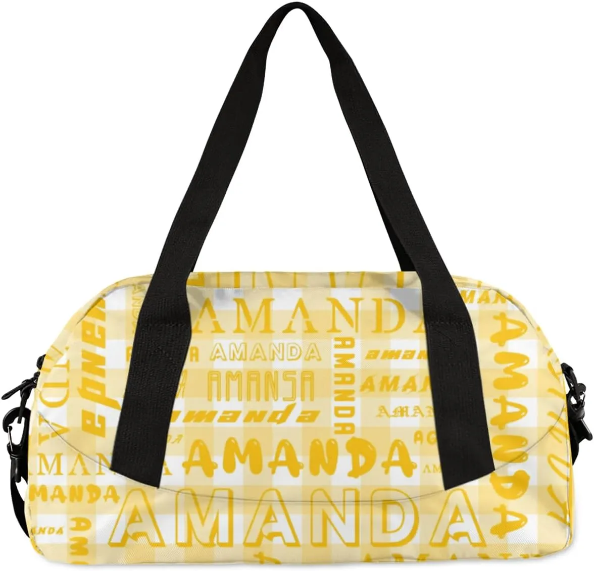Personalized Sport Dance Bag Custom Boys Gym Bag Girls Ballet Dance Bag Customize Travel Duffle Bag with Name Overnight Weekender Bags (Amber Grid)