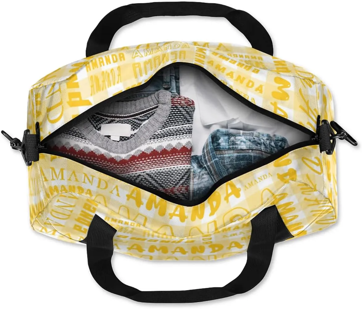 Personalized Sport Dance Bag Custom Boys Gym Bag Girls Ballet Dance Bag Customize Travel Duffle Bag with Name Overnight Weekender Bags (Amber Grid)