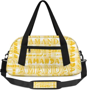 Personalized Sport Dance Bag Custom Boys Gym Bag Girls Ballet Dance Bag Customize Travel Duffle Bag with Name Overnight Weekender Bags (Amber Grid)