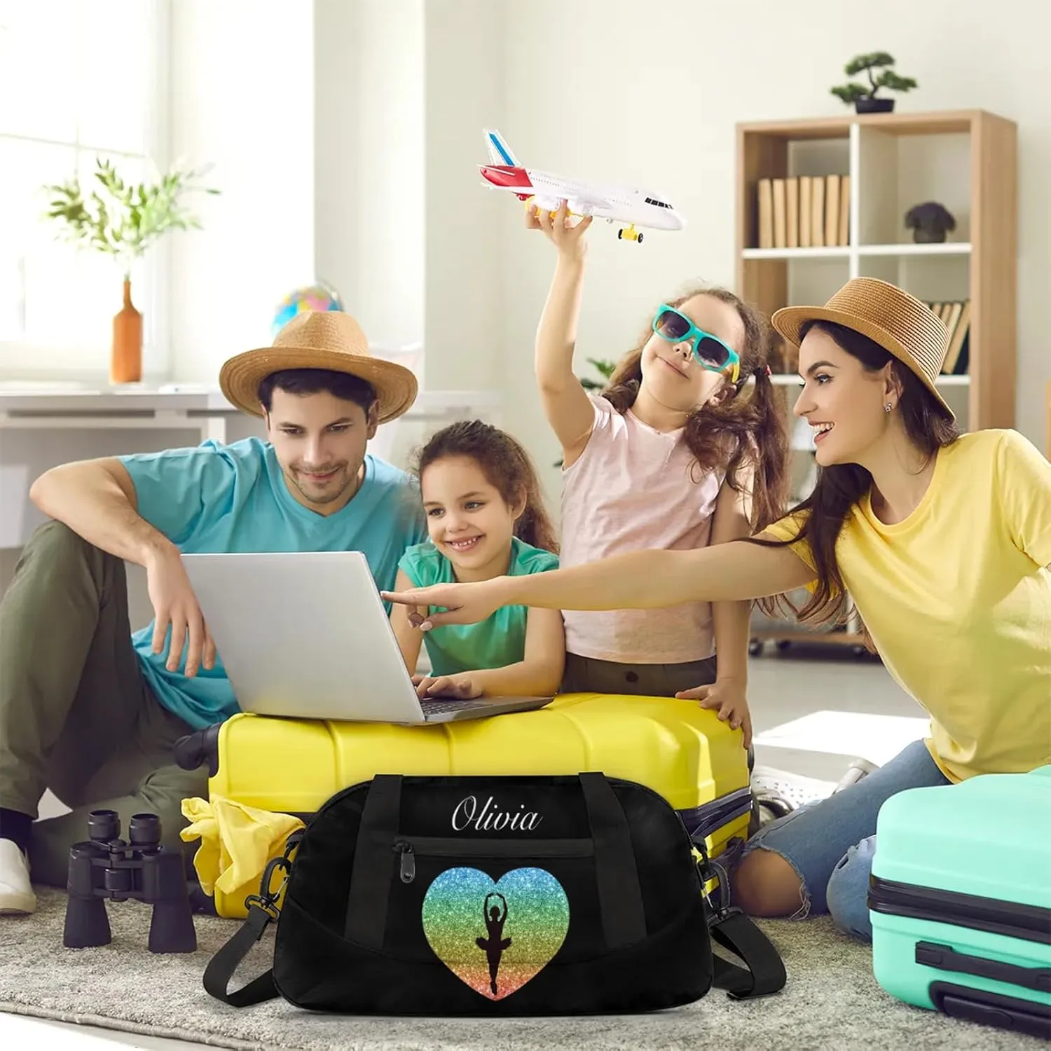 Personalized Sport Duffel Bag Custom Ballet Sports Bag with Name Travel Overnight Shoulder Bags Customized Gifts for Women Men, Green Orange