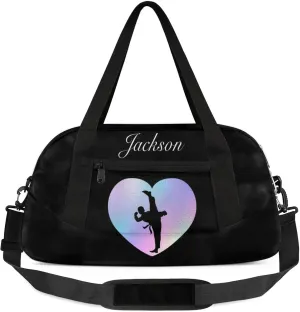 Personalized Sport Duffel Bag Custom Martial Art Sports Bag with Name Travel Overnight Shoulder Bags Customized Gifts for Women Men, Blue Purple
