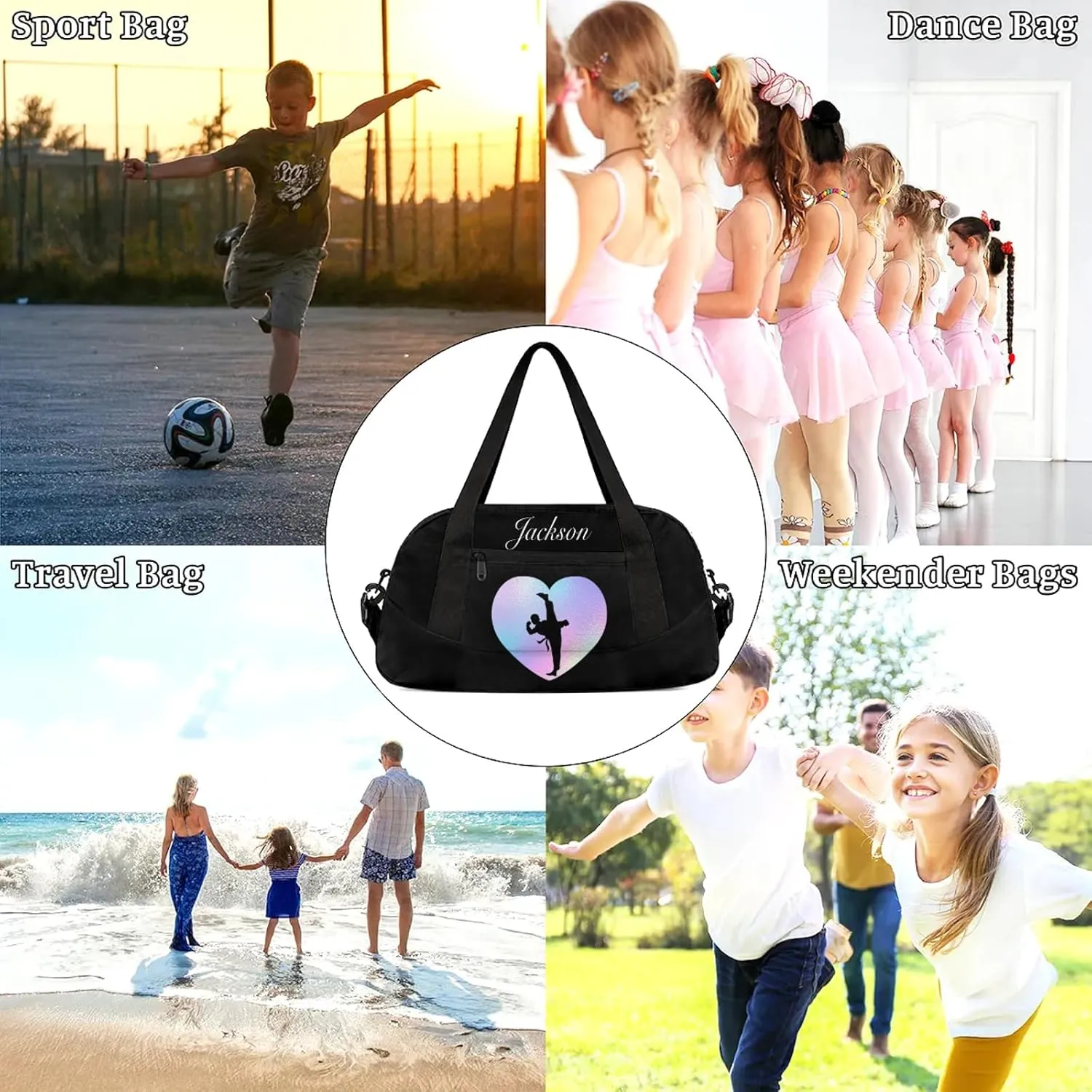 Personalized Sport Duffel Bag Custom Martial Art Sports Bag with Name Travel Overnight Shoulder Bags Customized Gifts for Women Men, Blue Purple